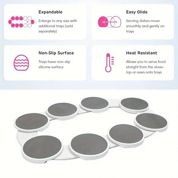 NEW Expandable Lazy Susan Turntable - Portable Rotating Meal Tray - Picture 5 of 8